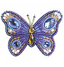 Komplekts piespraudes izšūšanai ar pērlītēm "Blue butterfly", 7x5 cm