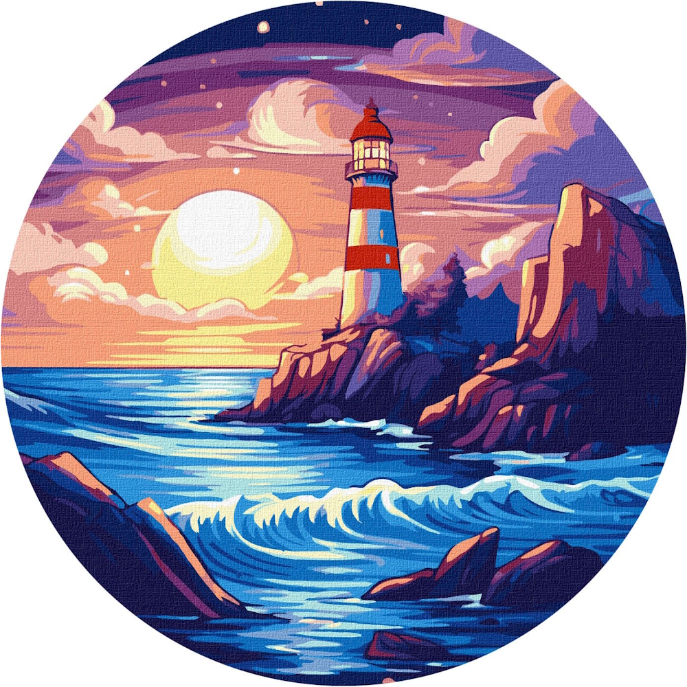 Set for painting by numbers On the ocean shore canvas on a