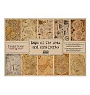 Skrapbukinga kraft-papīra kolekcija ''Maps of The Seas and Continents'', A3 (42x29.7cm), 100g/ m2, 10 vienpusējas loksnes