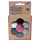 "Rocailles" pērlīšu komplekts "Silver", 90g pērlītes, 3x1m neilona auklas, 3 aizdares