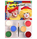 Sejas un ķermeņa krāsu komplekts "Mr & Mrs Clown", 6 krāsas, ota