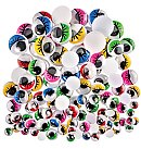 Krāsainas plastmasas actiņas ar skropstām, kustīgas, D:6-15 mm, 100 gab.