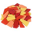 Neregulāras formas stikla mozaīka "Fantasy Glass", 200g (apm.105 gab.), dzelteno-sarkano toņu maisījums
