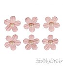 Dekoratīvu uzlīmju koplekts "Flowers" ar puspērli, 15mm, 20gab. rozā