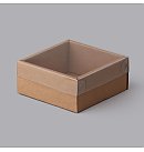 Mikro-gofrēta kartona kaste ar caurspīdīgu (PE) vāku, 100x100mm, H:50mm, brūna, Nr.12