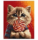 Набор для росписи по номерам "A cat with a candy", холст на подрамнике, 40х50см