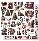 Skrapbukinga papīrs "Steampunk Time– Christmas, mirror print", 30.5x30.5cm, 250g/ m2, divpusējs, ZS