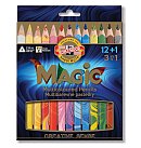 Krāsaino trīsstūra zīmuļu komplekts JUMBO "Magic" 3408, 12+1 krāsa