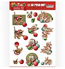 Izgrieztu motīvu loksne 3D atklātnēm "Amy Design - Christmas Pets - Christmas balls", A4, 1 loksne, ZS