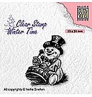 Silikona zīmogs "Winter time: Snowman with drum", 3.3x3.9cm, ZS