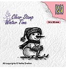 Silikona zīmogs "Winter time: Skiing snowman", 3.4x3.5cm, ZS
