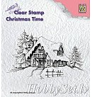 Silikona zīmogs "Christmas time: Snowy house", 9.4 x 5.7 cm, ZS