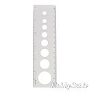 Šablons-lineāls (cm/ collas) kvilinga rullīšu (D:0.7-2.5cm) veidošanai, 16x4.5cm