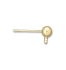 Lodveida auskaru sagatave ar cilpu, D:4mm, 4 gab. (2 pāri), zelta tonis