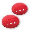 Apaļi čehu kabošoni "Red Coral", D:24mm, 2 gab.