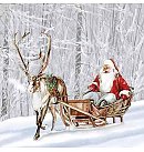 Salvetes dekupāžai "Santa in snowy forest", 33x33cm, 2 gab.