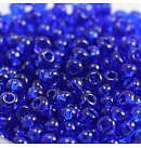 Čehu stikla pērlītes Nr.6, 40g, tumši zilas caurspīdīgas "Aquamarine"