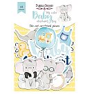 Izgrieztu papīra dekoru komplekts "My cute Baby elephant boy", 44 gab.