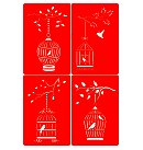 Mini trafaretu komplekts "Birds in cages" (#151), 15x10cm, 4gab.