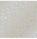 Skrapbukinga papīrs ar zelta folijas faktūru "Golden Branches Grey", 30x30cm, vienpusējs