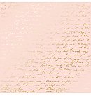 Skrapbukinga papīrs ar zelta folijas faktūru "Golden Text Peach", 30x30cm, vienpusējs