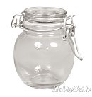 Stikla dekoratīva burciņa ar vāku, D:6.5cm, H:9cm, D:3.5cm (augšējais atvērums)
