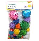 Pomponi ar spīdumiem "Sparkling Rainbow", D:1-4 cm, 30 gab., dažādas krāsas, ZS, 100% poliesters