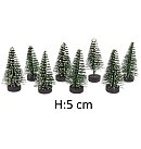 Dekoratīvas sniegotas eglītes, zaļas, H:5 cm, PVC kastītē 8 gab., ZS