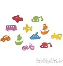 Putugumijas dekori "Vehicles", pašlīmējoši, 2-5cm, 80gab.