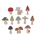 Koka dekors "Mushrooms", pašlīmējošs, 3,2x4,5cm, 11 gab.