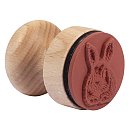 Kaučuka zīmogs "Bunny" ar koka rokturi, D:3cm