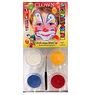 Sejas un ķermeņa krāsu komplekts "Clown", 4 krāsas, ota
