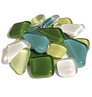 Dažādu formu stikla mozaīka "Soft Glass", 200g (apm.140gab.), zaļo toņu maisījums