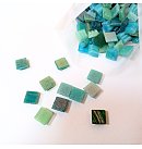 Stikla mozaīka “Joy Deluxe”, 10x10mm, biezums 4mm, 200g (apm. 290 gab.), zaļo toņu maisījums