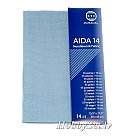 Kanvas audums izšūšanai "AIDA 14", 100% kokvilna, 55 rūtiņas/ 10 cm, loksne 39 cm x 45 cm, gaiši zils