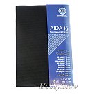 Kanvas audums izšūšanai "AIDA 16", 100% kokvilna, 64 rūtiņas/ 10 cm, loksne 39 cm x 45 cm, melns