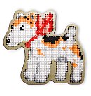 Cross-stitch kit "Dog" with perforated wooden form, 7.9x7.2x0.3cm