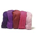 100% Merino vilna NUNO filcēšanai, super gluda 18 mic, 5 rozā toņi x 10 g