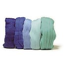100% Merino vilna NUNO filcēšanai, super gluda 18 mic, 5 zilie toņi x 10 g