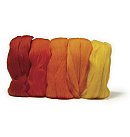 100% Merino vilna NUNO filcēšanai, super gluda 18 mic, 5 sarkanie toņi x 10 g