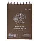 Akvareļu papīra bloknots "Authentic Brown" ar spirāli un mikroperforāciju, unikāls brūns rupjšs akvareļpapīrs, A5, 280 g/ m2, 30 loksnes