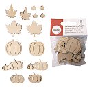 Koka dekoriņi "Rudens", asorti, 1-4.5cm, iepakojumā 14 gab., dabīgā krāsā
