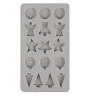Silikona liešanas veidne "Mini deco shapes Xmas, 14.5x26x1cm, 16 motīvi, iepak. 1 gab., ZS