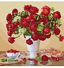 Komplekts gleznošanai pēc numuriem "A crimson bouquet (big) ©Ira Volkova", audekls uz apakšrāmja, 50x50cm