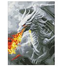 Dimantu mozaīkas komplekts "Fire-breathing dragon with hologram rhinestones", bez apakšrāmja, 30х40cm