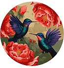Komplekts gleznošanai pēc numuriem "Colourful hummingbirds with metallic paints", audekls uz apakšrāmja, d39cm