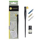 Kaligrāfijas komplekts "Black" ar slīpo spalvaskātu, 3 rakstāmspalvām un tinti, 7ml