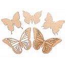 MDF dekorējamas sagataves "Taureņi", 5 gab., 5-11cm, biezums 3mm