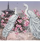 Izšūšanas komplekts krustdūrienā "Peacocks", 27x28 cm