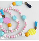 Wooden beads set, 80 psc., pastel